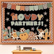 AnyDesign 76 Pcs Western Cowboy Bulletin Board Decoration Brown Wild West Howdy Partners Paper Cutou