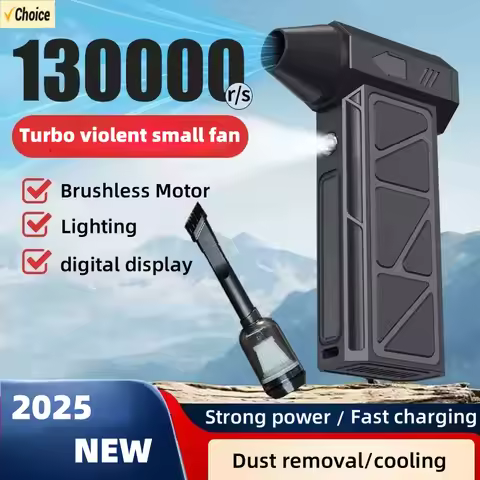 130000RPM Air Blower Turbo Jet Fan Vacuum Dust Cleaner Type-C Charging 52m/s High-Speed 4 Gear Wind 