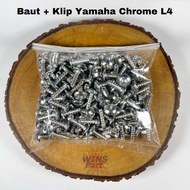 100 PCS Yamaha L4 CHROME Body Bolts 5x16 Mio J Lama Sporty NMAX Aerox Soul GT Lexy Jupiter Burhan Ve