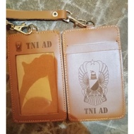 GANTUNGAN TNI AD ID card holder genuine leather TNI AD ID card necklace TNI AD name tag holder TNI A
