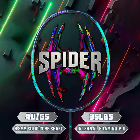 ALP SPIDER 800X 4U Max 35LBS T800 Full Carbon Badminton Racket G5 Ultra-Thin Shaft Professional Offe