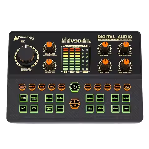 New-V90 Sound Card Professional Audio Condenser Mic Studio Singing Microphone For Karaoke Podcast Re