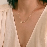 925銀鍍18K金私人訂製英文名字項鍊簽名風項鍊生日禮物簡約鎖骨鏈