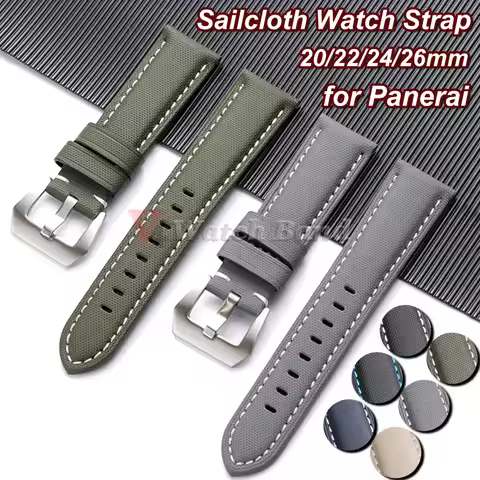 20mm 22mm 24mm 26mm Premium Sailcloth Watch Strap for Panerai PAM441 359 111 for Omega Watch Band Ca