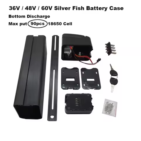 60V 16S 36V 10S 13S 48V 14S 52V 90pcs 18650 Battery Box Case Cover Empty Silver Fish Aluminum Housin