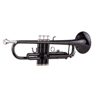 [ammoon]ทองเหลืองชุบสีดำ Bb ชุดทรัมเป็ตสำหรับ Beginner นักเรียนเคสแข็งสายรัดปากถุงมือขัดผ้า