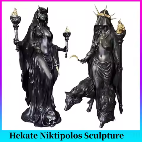 Hekate Niktipolos Sculpture,Hekate Statue,Witch Statue,Greek Goddesss with Her Hounds of Magics,Witc