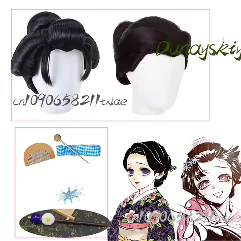 Tamayo Koyuki Women Halloween Cosplay Wigs Props Japanese Kimono Hair Bun Elegant Kawaii Cool High Q
