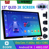 Evean 13inch Octa Core 6G+128G 2K Car Android Player 360 camera system with 4G sim card slot Apple C