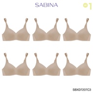 Sabina Perfect Bra Level 1 (Set Of 6 Pieces) Seamless No Underwire Code SBXD7207C3-Dark Flesh Color