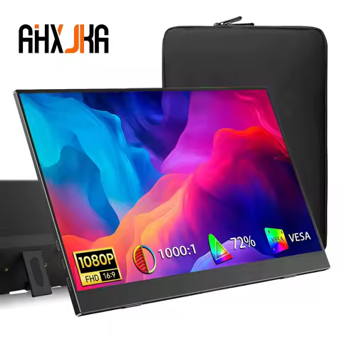AHXJKA 15.6 Inch Portable Monitor 1920x1080P Extend Display IPS Panel Penhole Stand VESA USBC Mini H