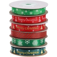 Christmas ribbons, grosgrain ribbons, 25 size Christmas tree, snowflake line, twill pattern, Christmas wreath, bow, gift packaging, bouquet