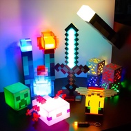 MC 2025 LED Minecraft Lamp Torch Color Changing Water Bottle Ore Block Axolotl Pig Head Bee Fox Cree