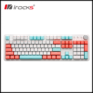 艾芮克 irocks K73M 機械式鍵盤(薄荷蜜桃/有線/紅軸/PBT/智慧滾輪/中文/1年保固)