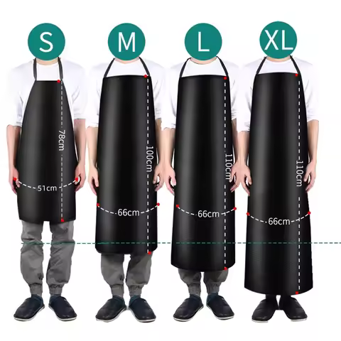 PVC Leather Apron Waterproof Oilproof Apron For Kitchen Cleaner Thermal Insulation Wear Aprons Clean