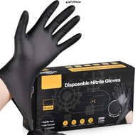 |♨✏20/50/100PCS Black Nitrile Gloves Disposable Household Cleaning Gloves Large Textured Industrial