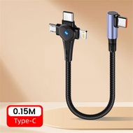 3 in 1 66W Max Fast Charging Short Portable Elbow USB/Type C Cable 15CM/25CM/50CM Type C to Type C D