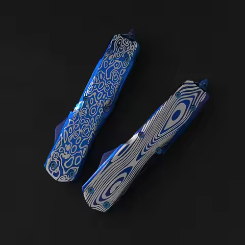 MICRO TECH EDC TROODON Blue Titanium Hardness Zinc Alloy Handle MT OTF Pocket knife Camping Outdoor 
