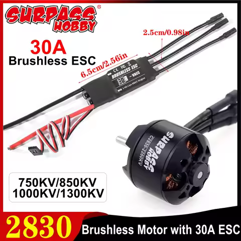 SURPASS HOBBY 2830 750KV 850KV 1000KV 1300KV Brushless Motor with 30A ESC for RC Fixed Wing FPV Dron