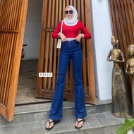 Highwaist Cutbray Putih Jeans Wanita Kekinian - Celana Panjang Jeans Wanita Cutbray
