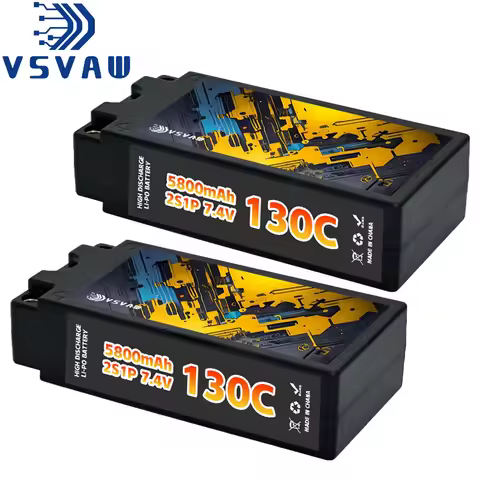 VSVAW Lipo 2S 7.4V Battery 5800mAh 130C Hard Case With XT60 Plug For RC Car Boat Truck Tank Vehicle 