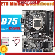 B75 ETH Mining Motherboard+G1610 CPU+SATA Cable LGA1155 12 PCIE to USB Adapter MSATA DDR3 B75 USB BTC Miner Motherboard