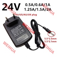 24V 24 volt universal power supply Adapter AC DC 24 V 0.5A 500mA 0.6A 600mA 1A 1.25A 1250mA 1.5A 2A 