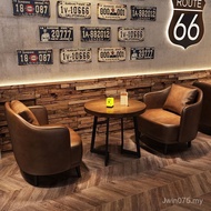 Industrial Style Deck Clear Bar Retro Bar Hotel Barbecue Shop Table Chair Bar Milk Tea Cafe Dining S