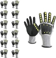 CRAB ENGAGEMENT Work gloves 12 pairs of safety, anti-cut and anti-blow, ANSI A5, microfoam nitrile coating, touch screen compatible.