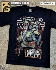 PG 51 THE BOOK OF BOBA FETT STARWARS เสื้อยืด หนัง นักร้อง เสื้อดำ สกรีนลาย ผ้านุ่ม PG T SHIRT S M L