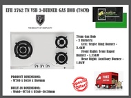 EF - EFH 3762 TN VSB 78cm Gas Hob | 3-BURNERS | STAINLESS STEEL | BATTERY IGNITION | FREE EXPRESS DELIVERY