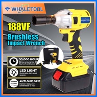 188VF 530Nm 19800mah Cordless brushless Impact Wrench Power Driver Electric Wrench Socket 2 x batter