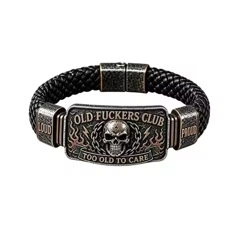 Traditional Motorcycle Skull Flame Rope Wristlet Iron Handcraft For Men 0XXA