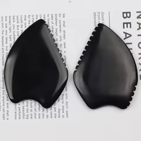 Natural Jade Face Gua Sha Tool Crystal China Bian Shi Stone Mineral Skin Care Massager Head Comb Bod