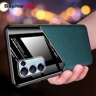 Luxury Leather Casing OPPO Reno5 Cover OPPO Reno 5 Pro 5G Hard Acrylic back Cases with metal car magnetic