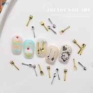 EONE 50Pcs Mixed Ins Niche Tableware Series Spoon Fork Nail 3D Metal Nail Mold Nail Decorations DIY 