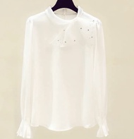 Áo Sơ Mi trung niên nữ U30 U40 U50Áo Nữ Cổ Tròn Thắt Nơ Chéo HT_ Thời Trang Trung Niên