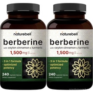 NatureBell Berberine  1,500mg with Ceylon Cinnamon & Turmeric Root, 480 Veggie Capsules (2 Pack) | 9