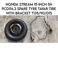 Spare Tyre With Bracket ( Carrier ) Honda Stream RN6 RN8 RSZ 15 Inch 5H PCD114.3 / Tayar Ganti / Tir