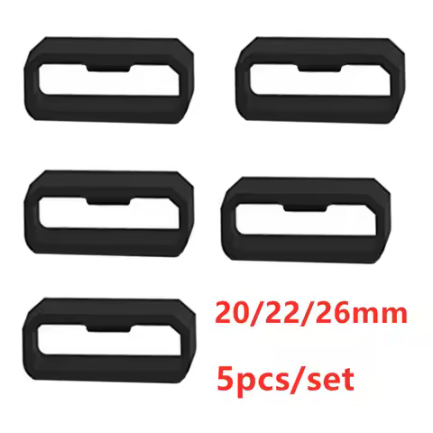 5pcs 20/22/26mm Rubber Watchbands Black Strap Loop Ring Silicone Watch Bands Accessories Holder for 
