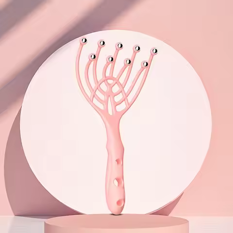 Head Massager Scalp Neck Comb Roller Five Finger 9 Claws Steel Ball Hand Held Relax Spa Hair Care Fo