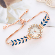 Jam Tangan Wanita Model Rantai Serut Jam Analog Terbaru Tali serut Full Permata