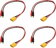 4pcs XT90 Charging Cables XT90 Male to 4mm Banana Plug 14AWG 30cm/11.8in Silicone Wire for RC LiPO