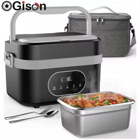 Gison 1.5L Electric Heated Lunch Box for Adults 60W Heated with Temp 18000mah Display Portable Food 