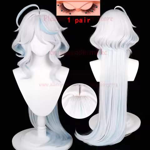 Genshin Impact Focalors Cosplay Wig Long Silver White Blue Wig Cosplay Anime Cosplay Wigs Heat Resis