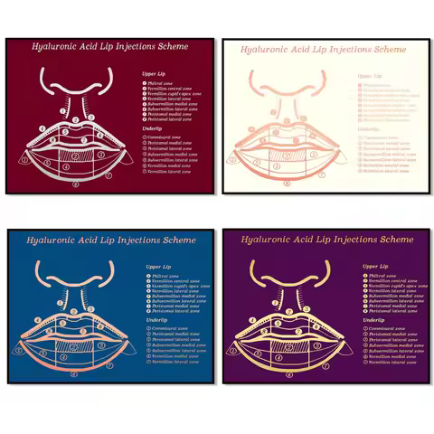 Hyaluronic Acid Lip Injection Regimen, Dermatologist Gift - Lip Anatomy Poster - Lip Filler Print Be