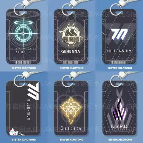 Blue Archive College logo Q Expression Business Card Holder Retractable Credit Card Holders Bank ID