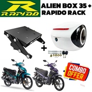 COMBO SET BOX ALIEN 35L + MONORACK RAPIDO YAMAHA EZ115 BOX SIPUT ABS MONORACK ADJUSTABLE EZ115 BOX S