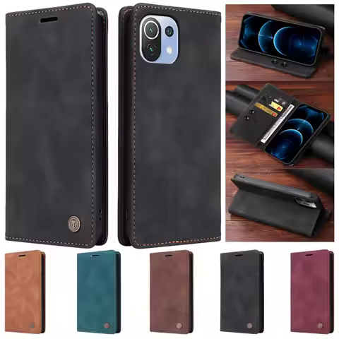 Mi 11Lite Suction Cup Case For Xiaomi 11 Lite 5G NE Leather Stand Book Cover For Xiaomi 11T Pro MI 1