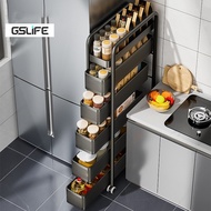 GSlife Withdrawable Kitchen Pull Out Rack Narrow Fridge Side Organizer Trolley Makeup Cosmetics Rack